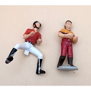 Vintage Equestrian Rider Figurines Plastic Horseback Riders Set of 2 Red Yellow